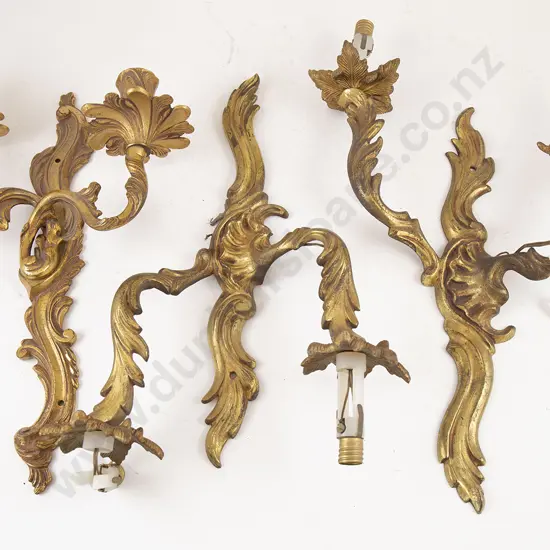Set Three Ormolu Wall Lamp Sconces