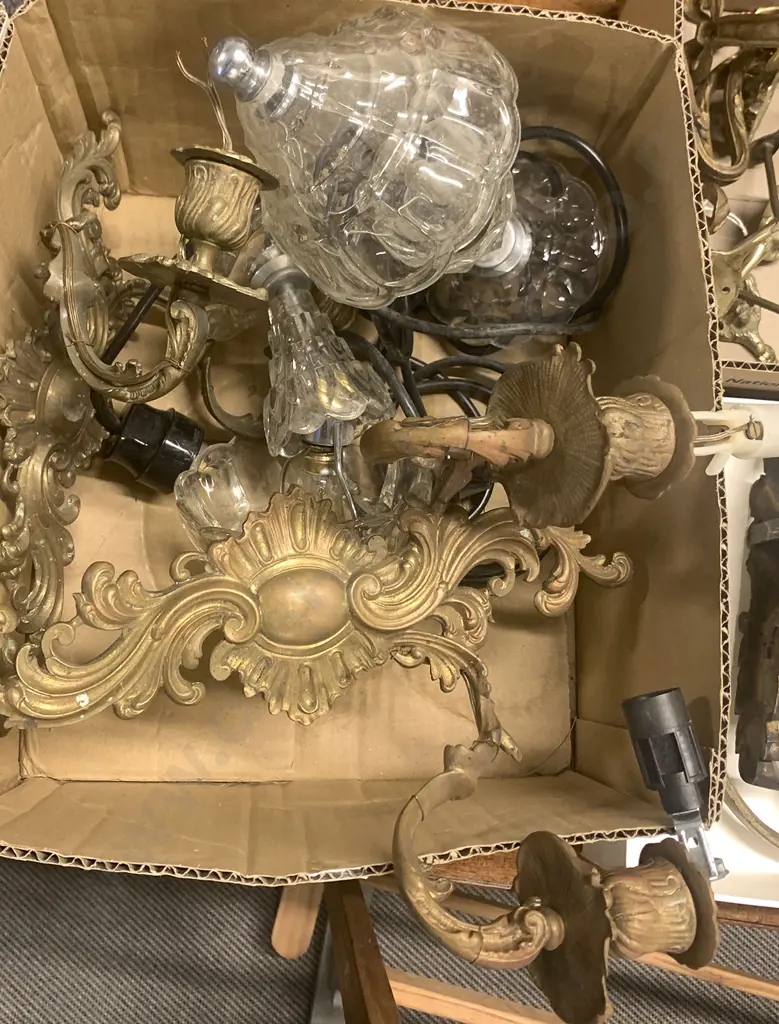 Pair Ormolu Wall Lamp Sconces and pair glass lamps Image 1++
