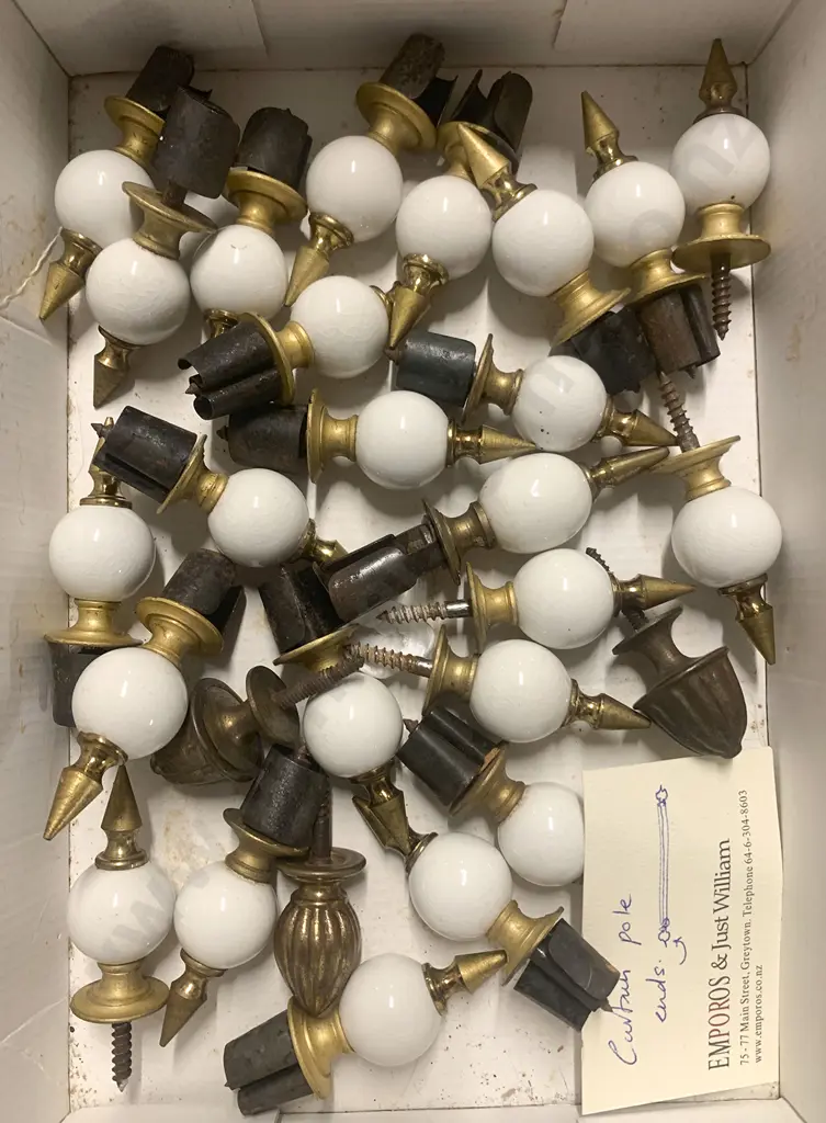Collection of Brass and Ceramic Curtain Rod Finials Image 1++
