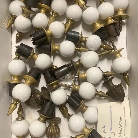 Collection of Brass and Ceramic Curtain Rod Finials