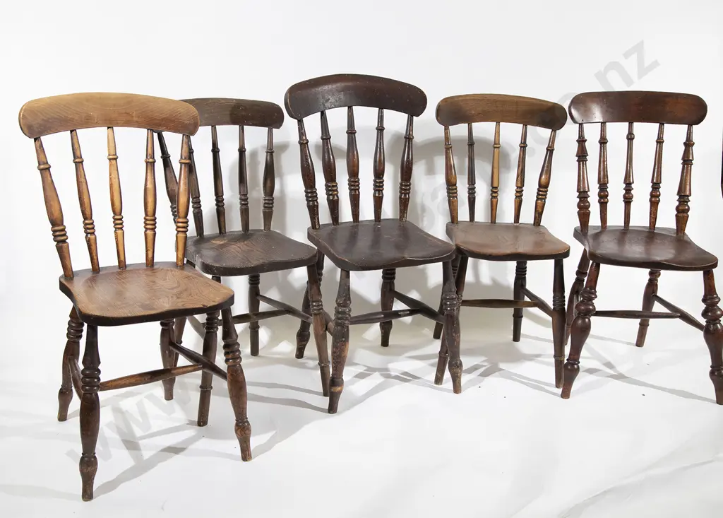 Five Victorian Spindle Back Country Kitchen Chairs Image 1++