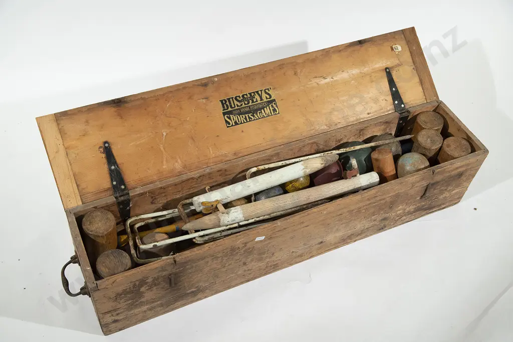 Bussey's Antique Croquet Set in Pine Box Image 1++