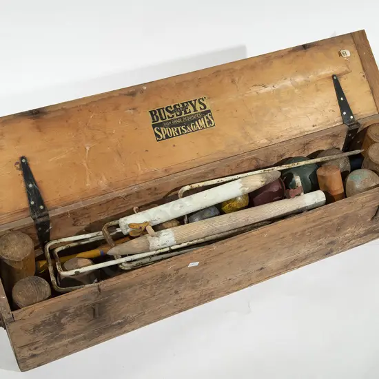 Bussey's Antique Croquet Set in Pine Box