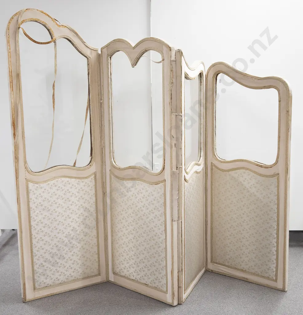 French Graduated Four Panel Glazed Dressing Screen Image 1++
