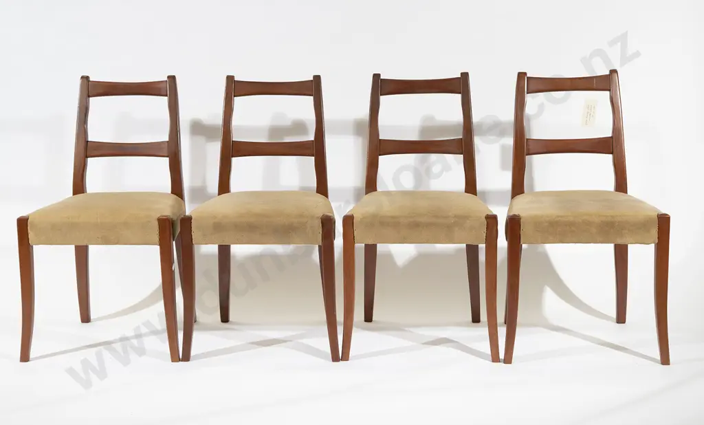 Set Four Fred Lowen Style Teak Dining Chairs Image 1++