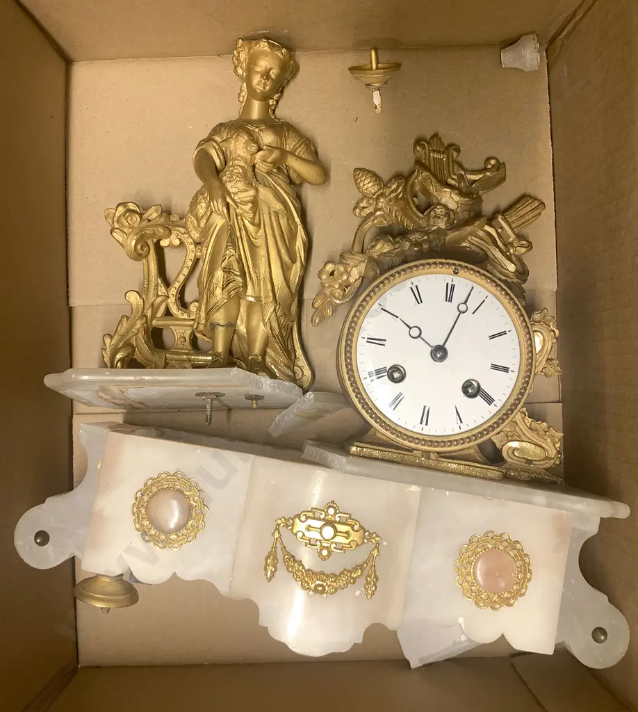 French Gilt Metal Mantel Clock (for restoration) Image 1++