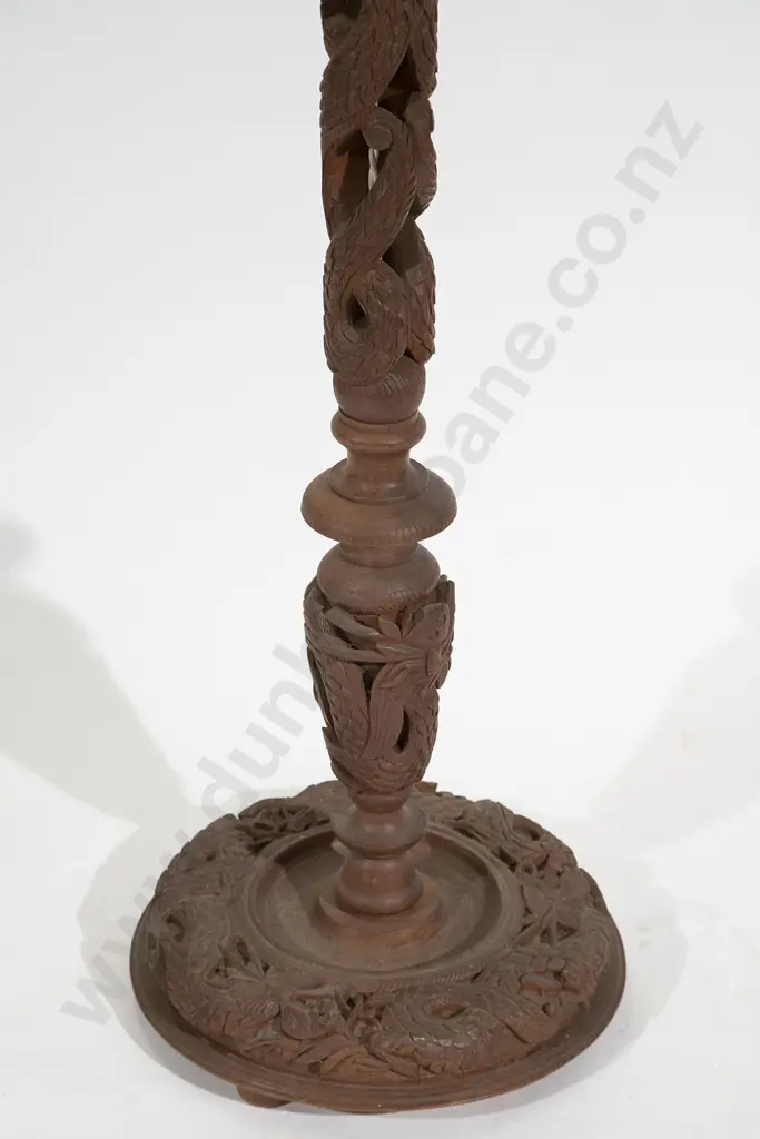 Chinese Carved Teak Standard Lamp Image 1++