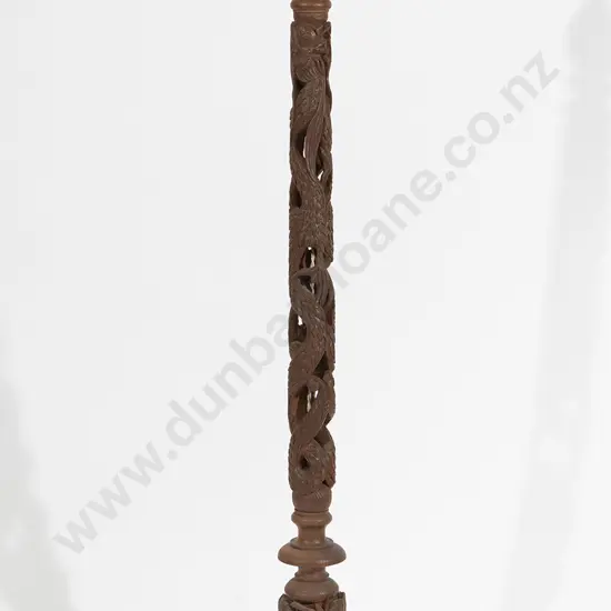 Chinese Carved Teak Standard Lamp
