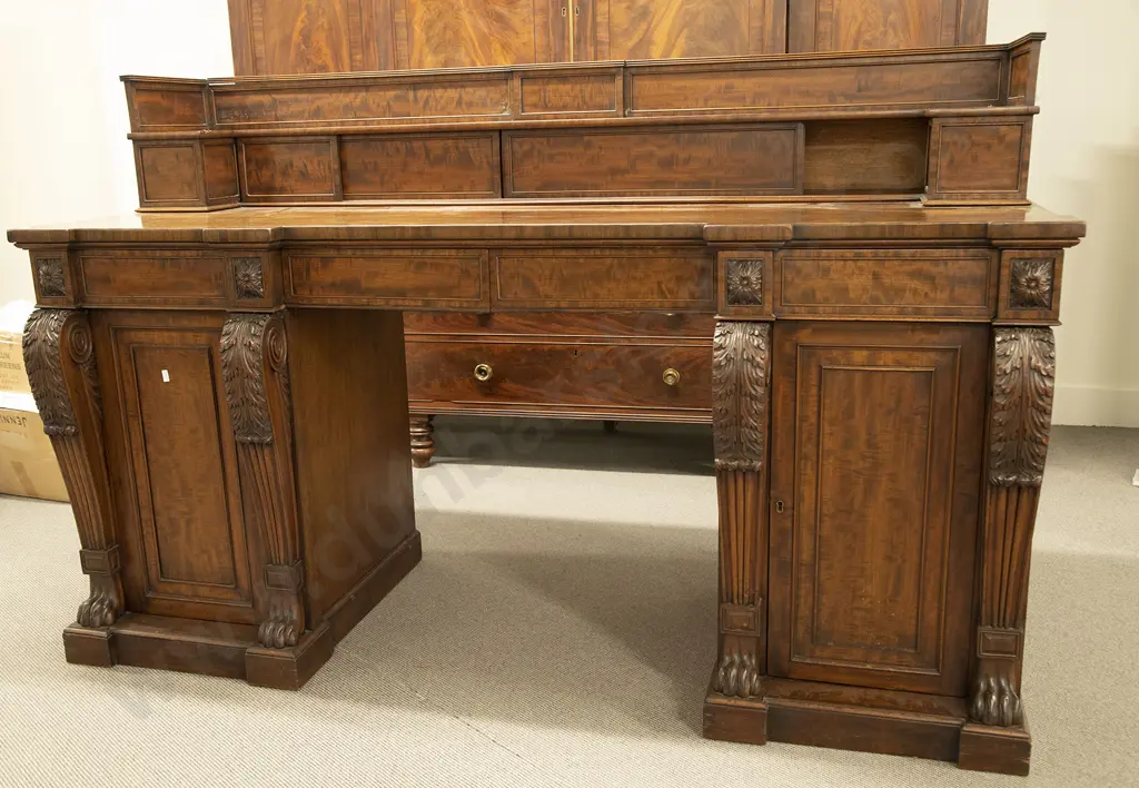 A Fine Quality C19th  Mahogany Pedestal Sideboard Image 1++