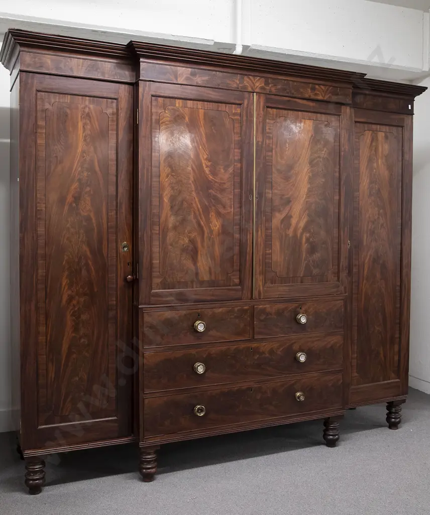 WMIV Mahogany Linen Press Wardrobe Image 1++