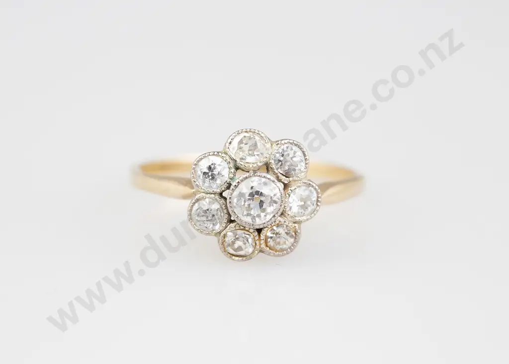 Early C20th 8 Stone Diamond Floret Cluster Ring Image 1++