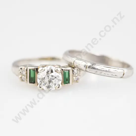 18ct White Gold Seven Stone Diamond and Tourmaline Bridge Ring
