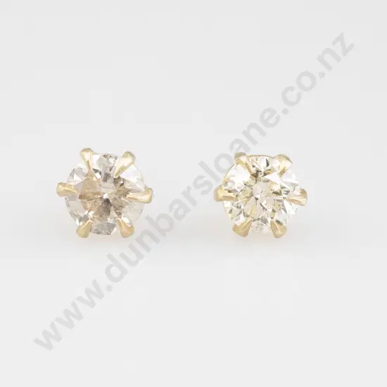 Pair 14ct Solitaire Diamond Stud Earrings