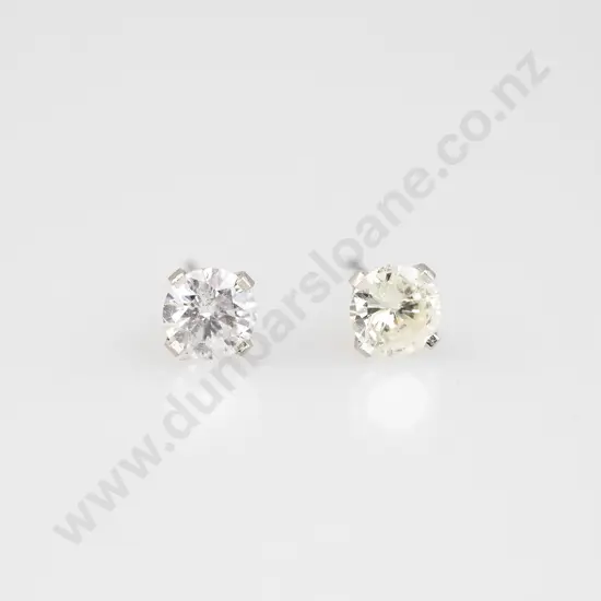 Pair 14ct White Gold Solitaire Diamond Stud Earrings