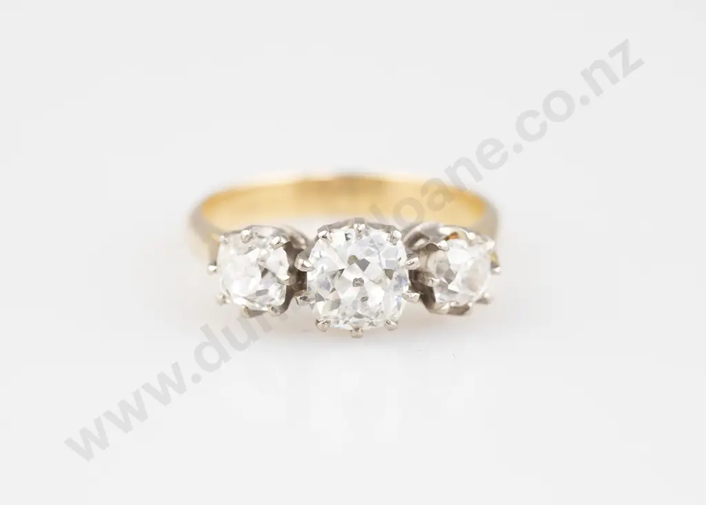 18ct Three Stone Diamond Bridge Ring Image 1++