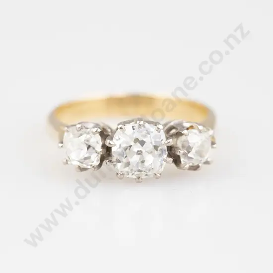 18ct Three Stone Diamond Bridge Ring