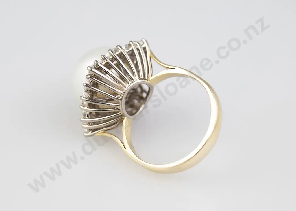 18ct Cultured Pearl and Diamond Cluster Ring Image 1++