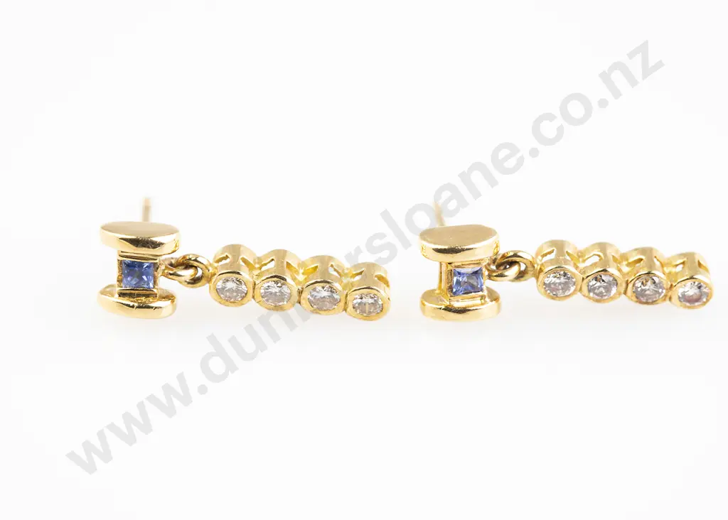 18ct Diamond and Sapphire Choker Necklace and Earrings Image 1++