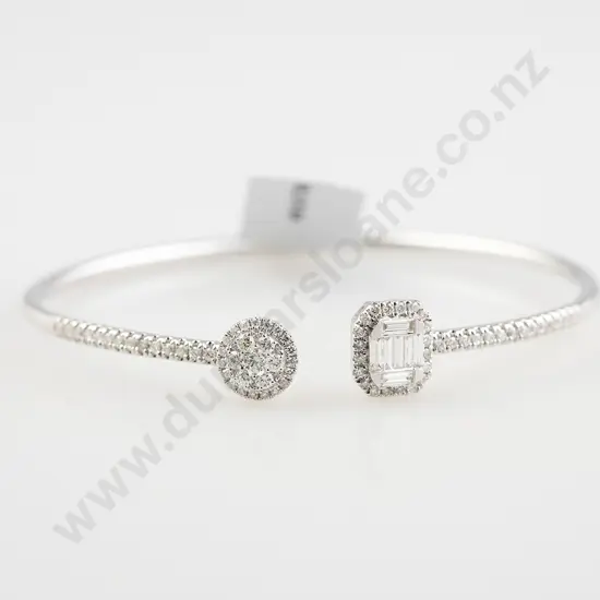 18ct White Gold 87stone Diamond Fancy Bangle
