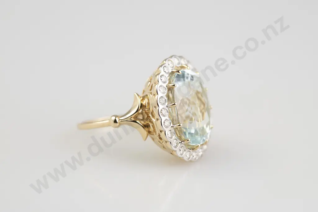 14ct 25stone Aquamarine and Diamond Cluster Ring Image 1++