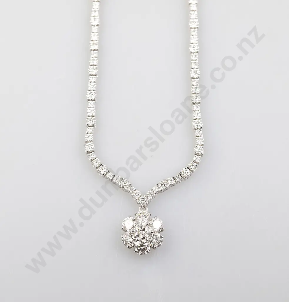 18ct 145 Stone Diamond Necklace Pendant Image 1++