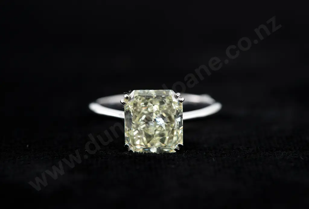 14ct White Gold Solitaire Fancy Yellow Diamond Ring Image 1++