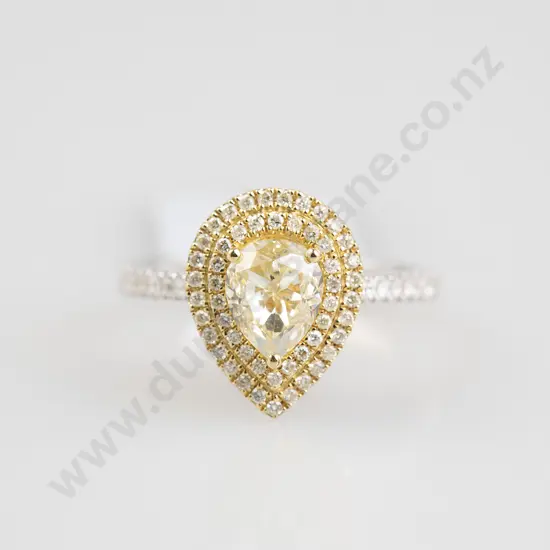 18ct Yellow & White Gold 120stone Fancy Diamond Cluster Ring