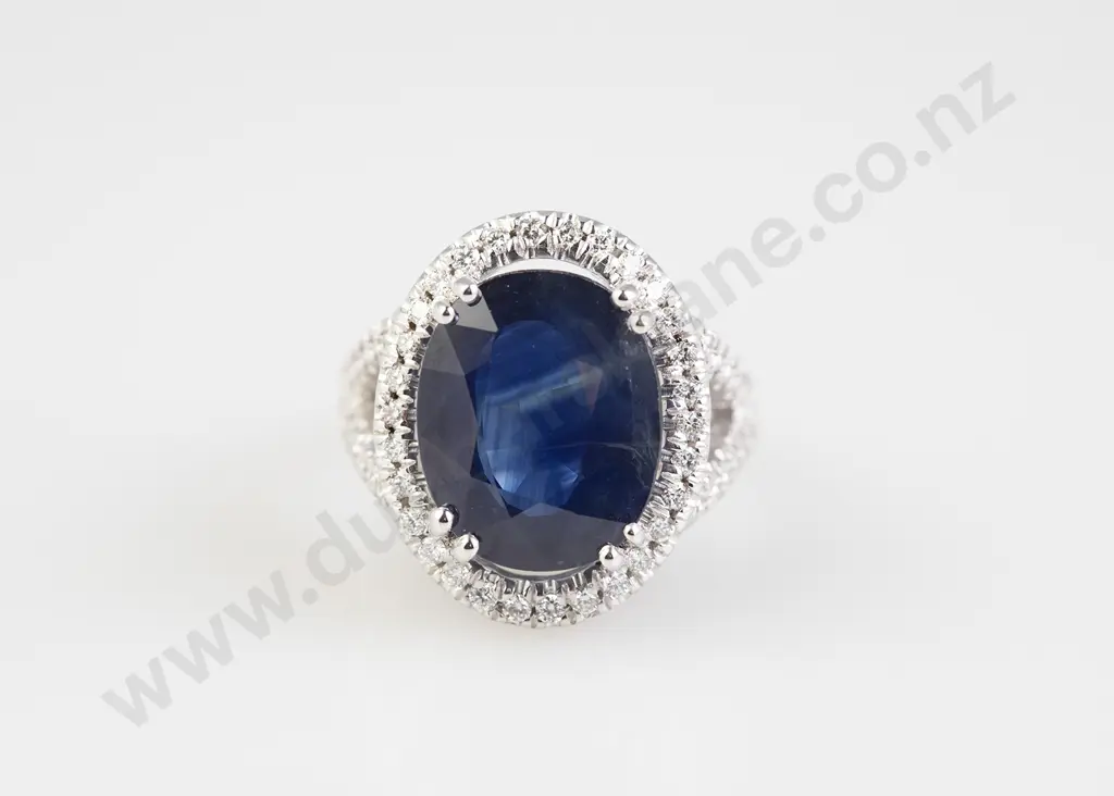 18ct White Gold 55stone Sapphire and Diamond Cluster Ring Image 1++