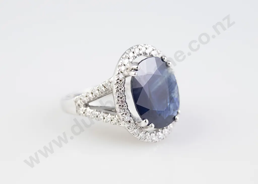 18ct White Gold 55stone Sapphire and Diamond Cluster Ring Image 1++
