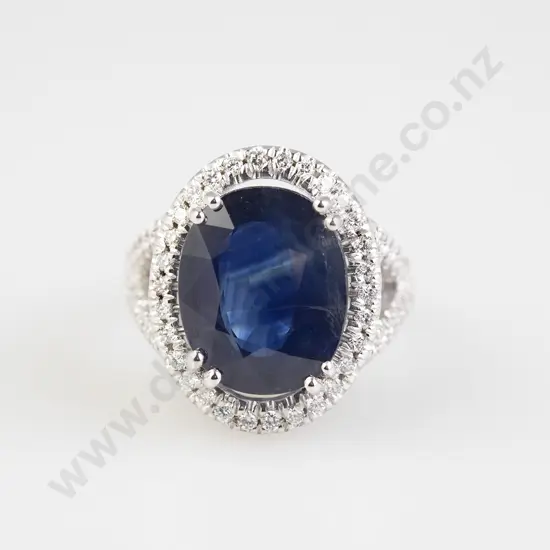 18ct White Gold 55stone Sapphire and Diamond Cluster Ring