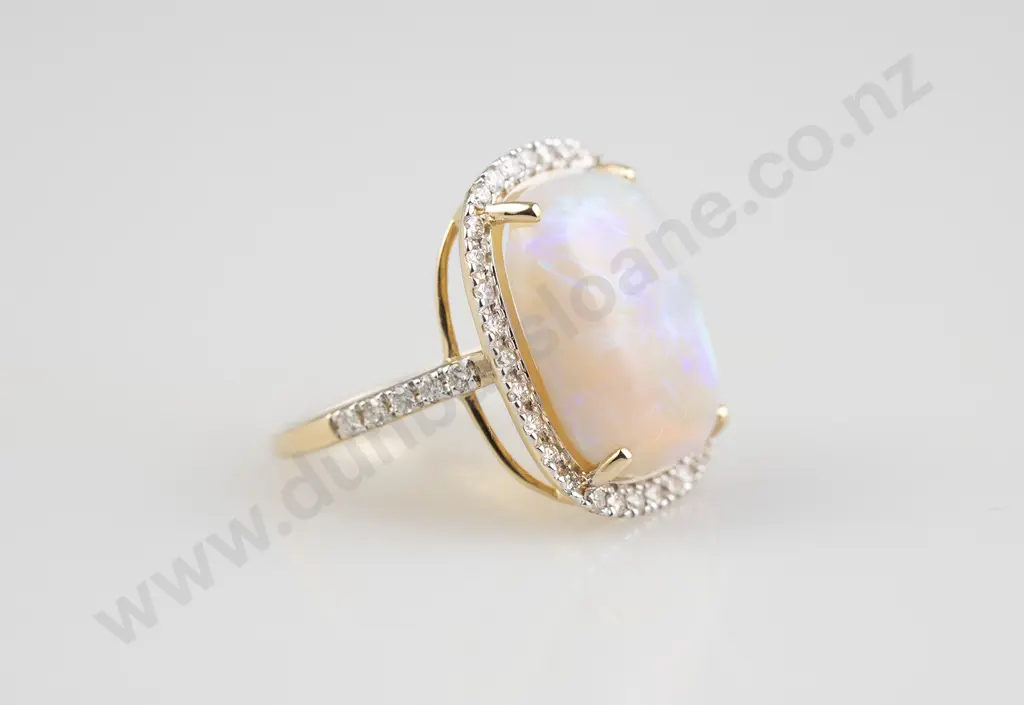 14ct 43stone Opal and Diamond Cluster Ring Image 1++