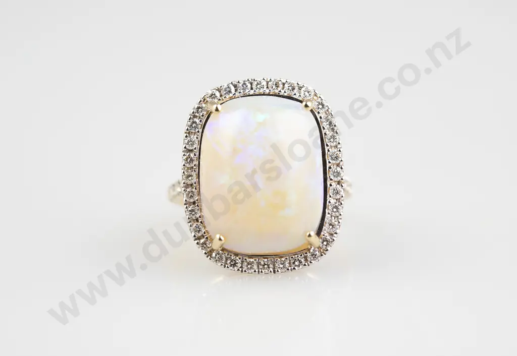 14ct 43stone Opal and Diamond Cluster Ring Image 1++