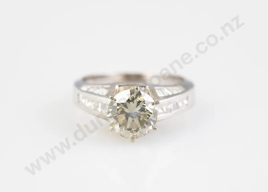 14ct Solitaire Light Brown Fancy Diamond Ring Image 1++