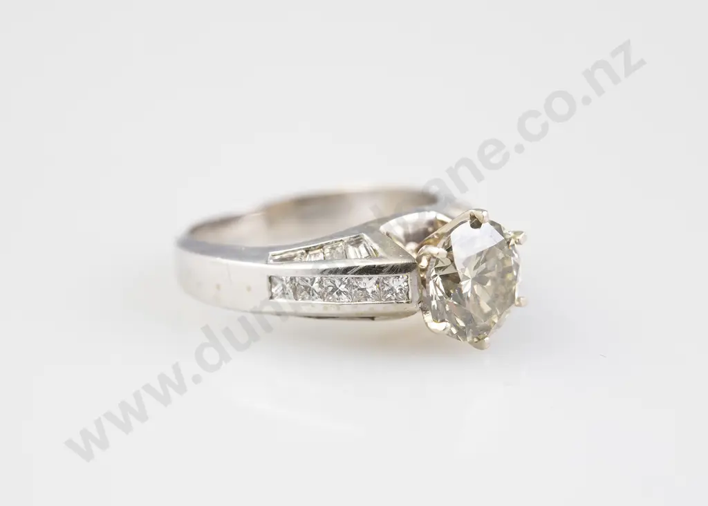 14ct Solitaire Light Brown Fancy Diamond Ring Image 1++