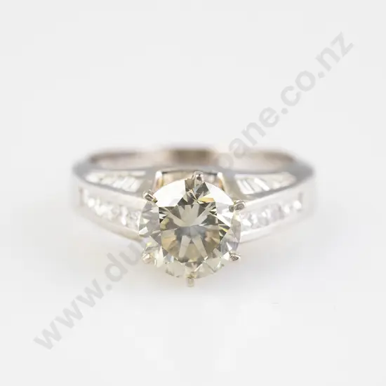 14ct Solitaire Light Brown Fancy Diamond Ring