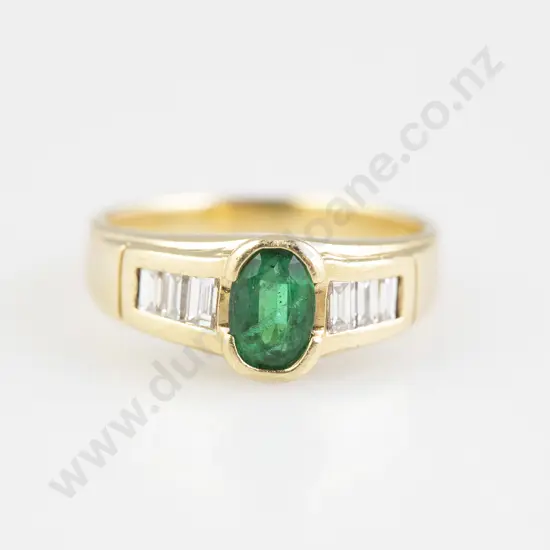 18ct Seven Stone Emerald and Diamond Band Ring