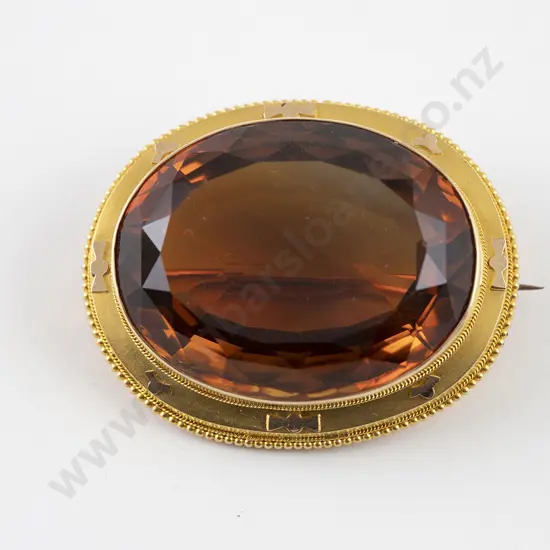 Victorian 15ct Single Large Citrine Brooch