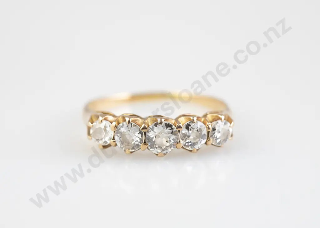 Late Victorian 18ct Five Stone Diamond Bridge Ring Image 1++