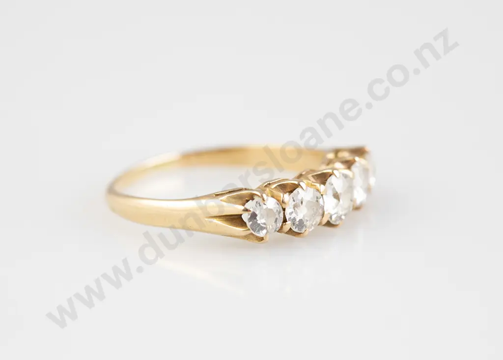 Late Victorian 18ct Five Stone Diamond Bridge Ring Image 1++