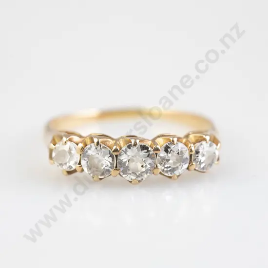 Late Victorian 18ct Five Stone Diamond Bridge Ring