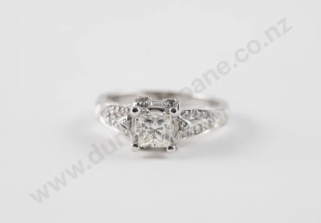 18ct White Gold Solitaire Diamond Ring Image 1++