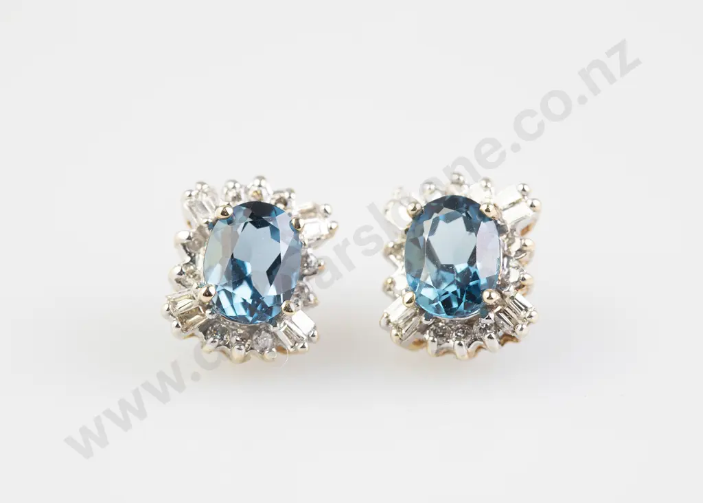 14ct Topaz and Diamond Cluster Stud Earrings Image 1++
