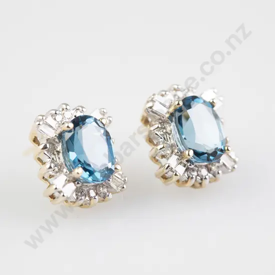 14ct Topaz and Diamond Cluster Stud Earrings