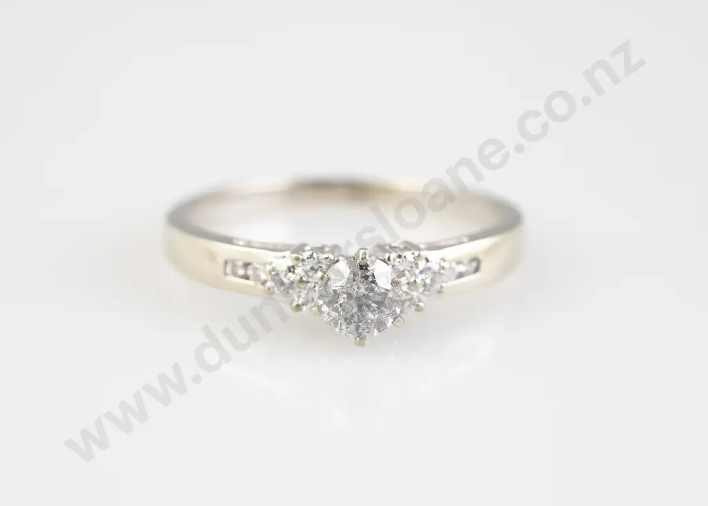 14ct White Gold Solitaire Diamond Ring Image 1++