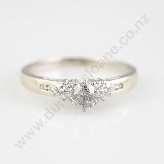 14ct White Gold Solitaire Diamond Ring