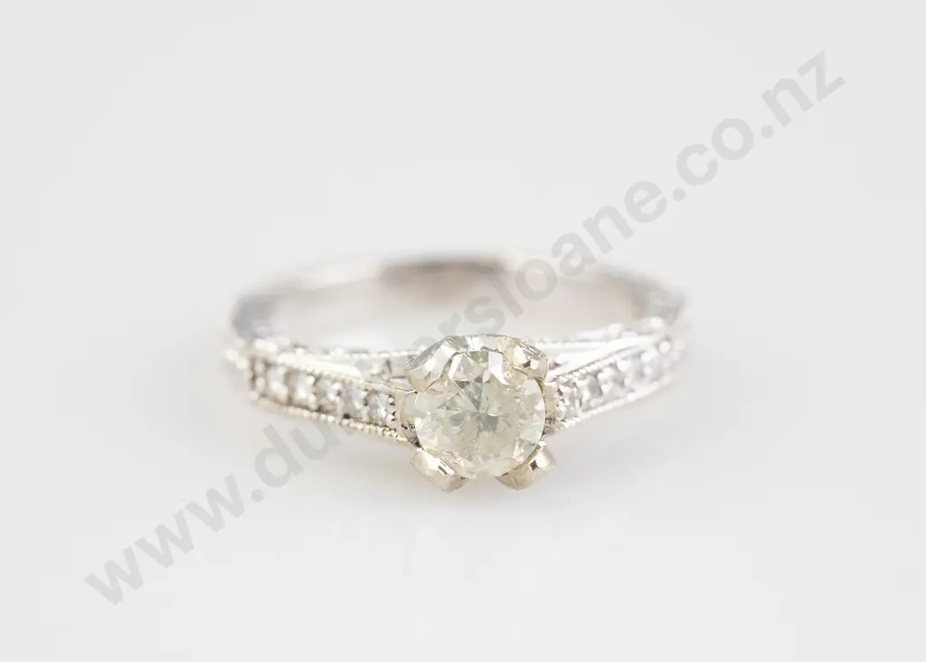 14ct White Gold Solitaire Diamond Ring Image 1++