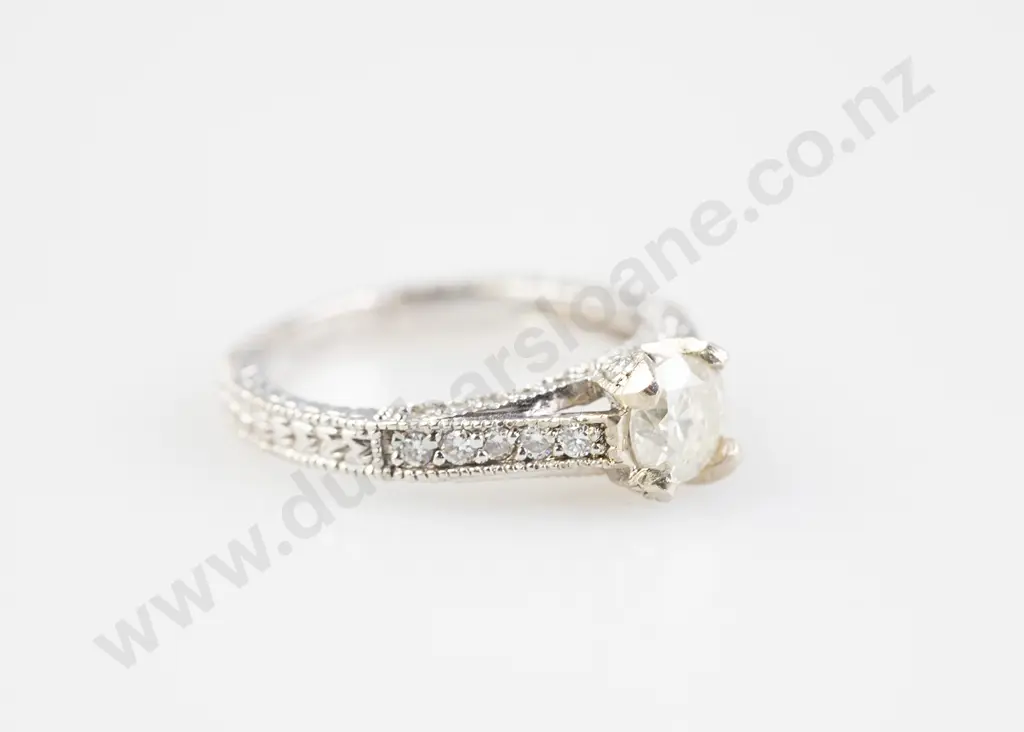 14ct White Gold Solitaire Diamond Ring Image 1++