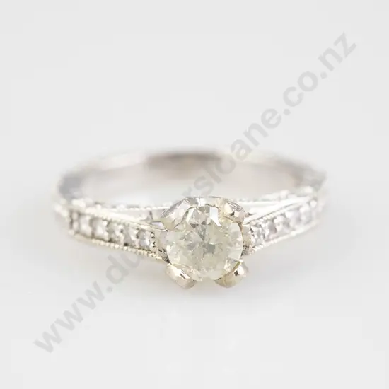 14ct White Gold Solitaire Diamond Ring