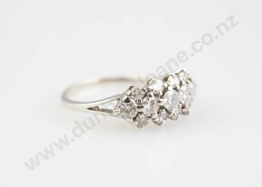 9ct White Gold 13stone Diamond Fancy Band Ring Image 1++