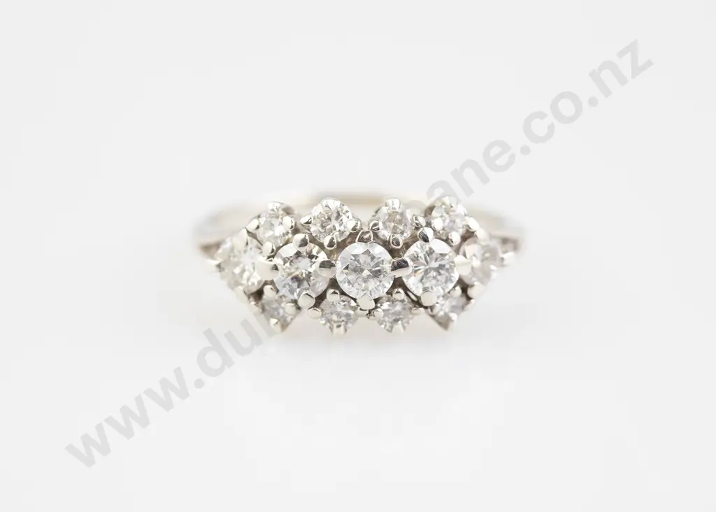 9ct White Gold 13stone Diamond Fancy Band Ring Image 1++